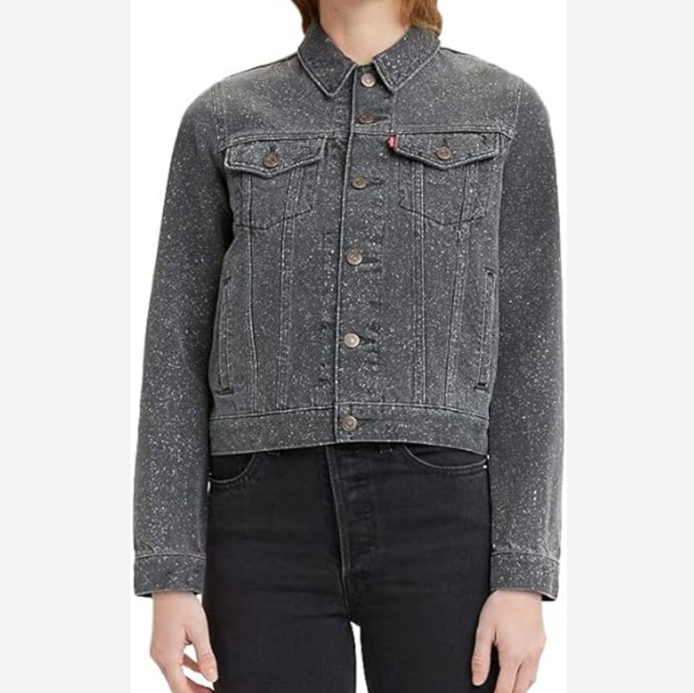 NWT $79.50 Levi's Original Happy Camper Bleach Spatter Trucker Jacket